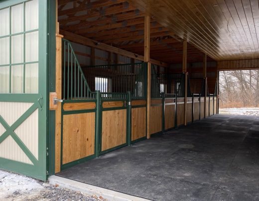 green horse barn interior